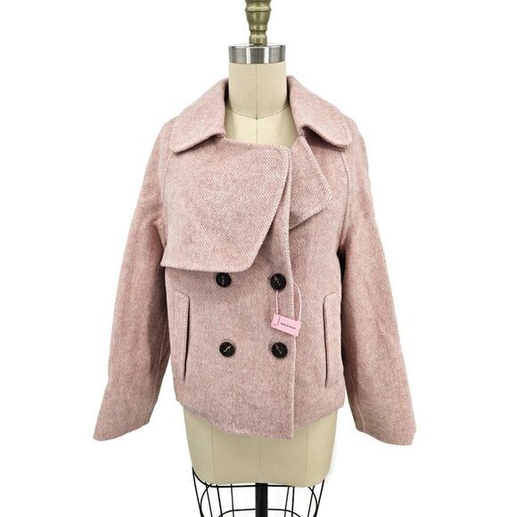 New Belle & Bloom Im Yours Wool Blend Peacoat Womens XS Blush Cropped Jacket - Picture 2 of 9